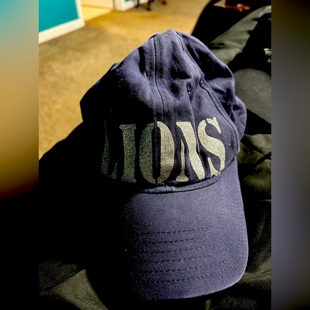 Last Chance Donating next week. Glitter Lions Navy hat. Adjustable